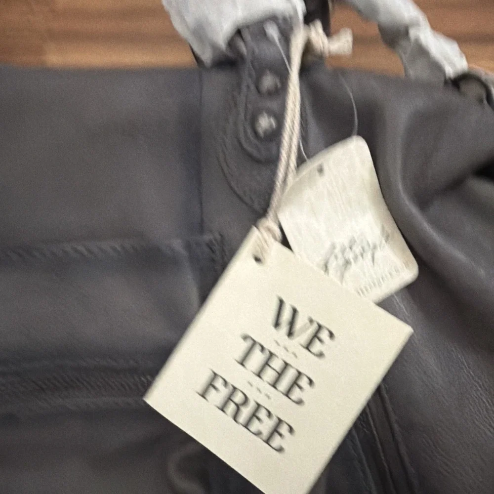 NWT We The Free Baby Emerson Tote Bag Gravel Rock Gray 100% Leather